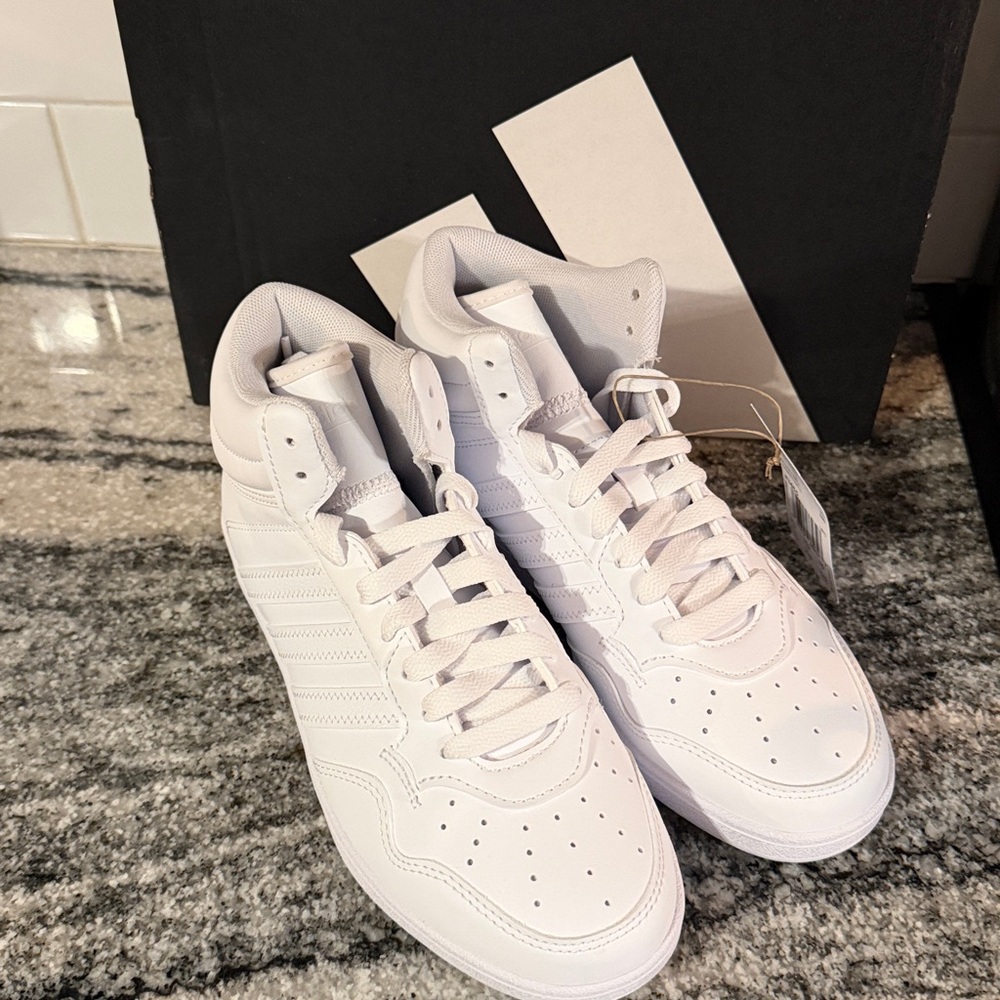 Adidas Hoops 4.0 Mid Basketball Shoes White High-Top Sneakers Unisex